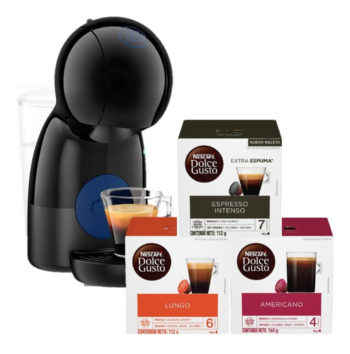 Cafetera Piccolo Xs Negra Cápsulas De Café Nescafé® Negrosx3