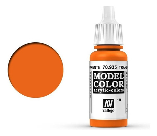 Vallejo Model Color 17ml Pintura Acrílica Color 185 Naranja Transparente 70.935