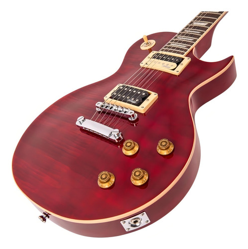 Guitarra eléctrica Vintage Reissued Series V100T de caoba flamed trans wine red con diapasón de lignum rosa