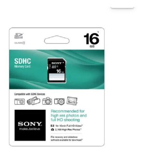 Cartão Memória Sony Sd Sdhc 16gb Full Hd 10 Class4  Blister