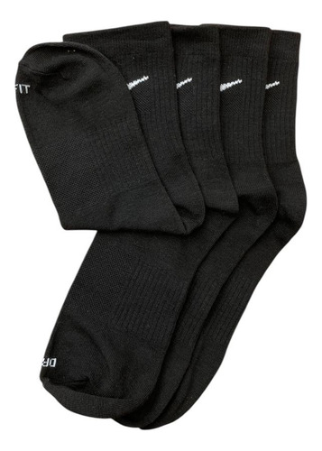 Calceta 2/4 Negra 9 Pares /n/i/k/e/ 100% Algodón Negro Liso U
