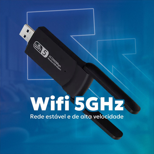 Adaptador Placa De Rede Wifi Usb 2.4 E 5ghz 1300 Mbps Turbo