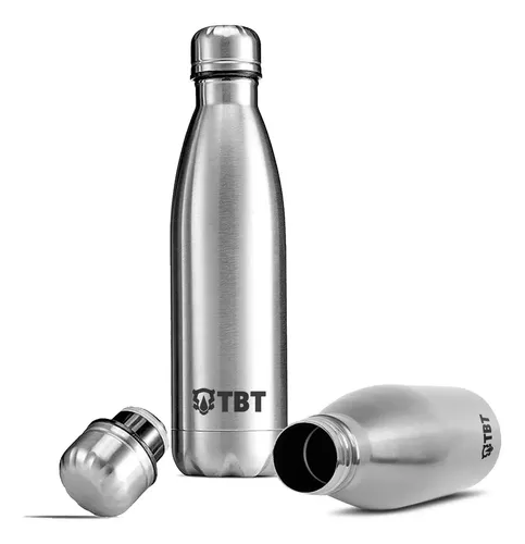 Garrafa Aço Inox 304 500ml Água Gelada Por Horas Térmica Portátil Viagem Antivazamento Prata Tbyd02 The Black Tools Prateado