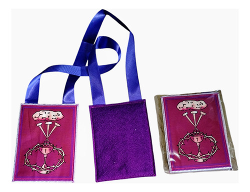 2 Escapulario Morado Bendición Y Protección 10x13.5 Cm Vinil