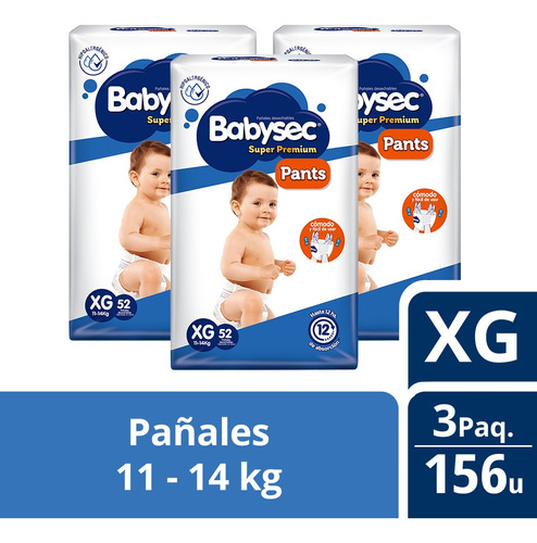 3 Paquetes Pants Babysec Super Premium 156 Un Talla Xg