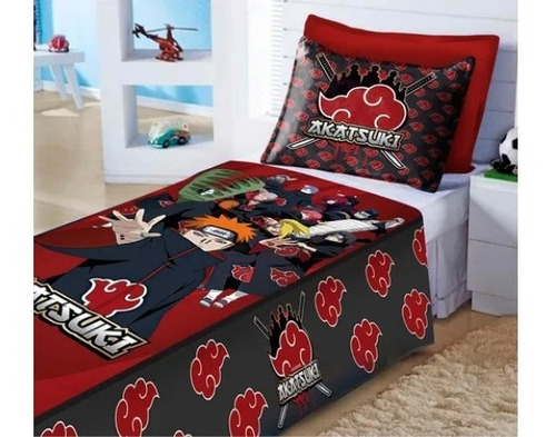 Cubre Cama Y Funda Almohadon Akatsuki