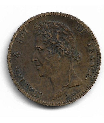 Colonias Francesas 5 Centimes 1829 Cobre Km#10.1 Exc