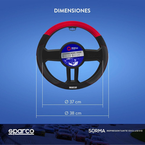 Imagen 7 de 10 de Cubre Volante Sparco Pvc+ Gamuza+ Caucho Ajuste Universal