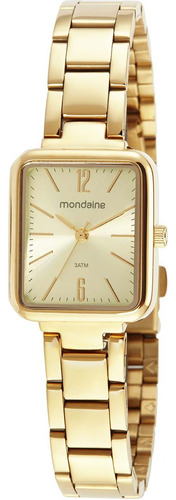 Relógio Mondaine Feminino Dourado Quadrado Casual 32377lpmv