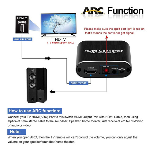 Avedio Links Extractor De Audio Hdmi 4k @ 60hz, Hdmi A Hd...