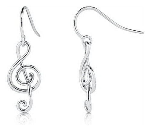 Berricle Rhodium Plated Sterling Silver Treble Clef Music No
