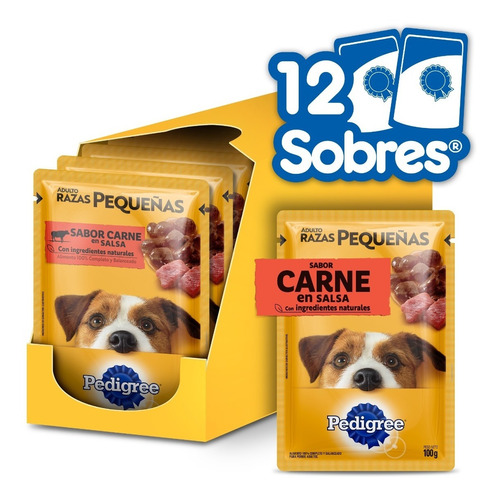 Pedigree Alimento Húmedo En Sobre Perro Raza Peq  Carne 12un