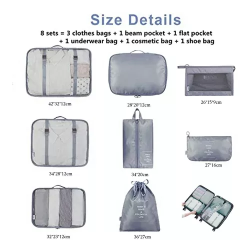 pack all Ultraligero conjunto de bolsas de embalaje, Organizadores de  equipaje de material impermeable, 3 piezas de bolsas de embalaje de viaje