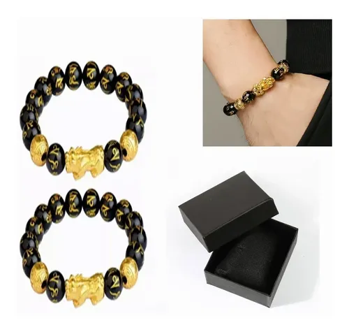 Bracciale Portafortuna Feng Shui Pi Xiu In Ossidiana, Braccialetto Uomo E Donna Moda, 19 Cm - Regalo Ricchezza E Prosperità - 5