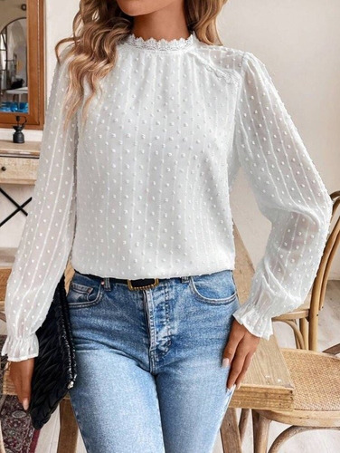 Blusa Importada De Gasa Bordada - Macoua
