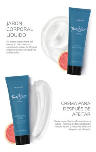 Set Perfum/body Wash/after Shav True Azure Farmasi Caballero