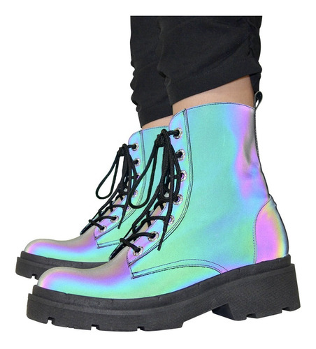 Imagen 1 de 6 de Botín De Dama Tornasol Botas Urbanas Tendencia Forro Piel.
