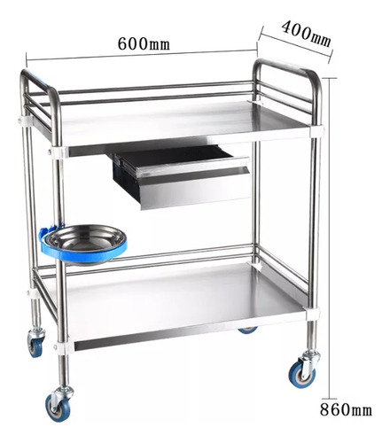 Heaimo Mesa Uso Rudo Sencilla Con Ruedas Inoxidable 60*40