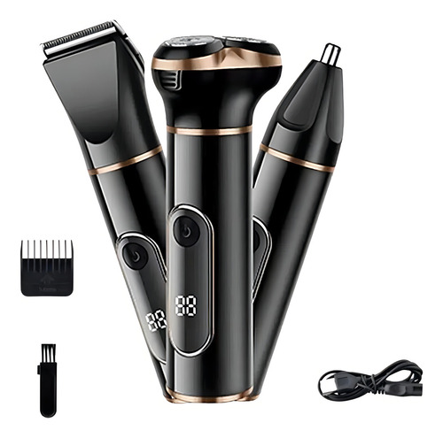 Barbeador Profissional Masculino Elétrico Conjunto 3 Em 1