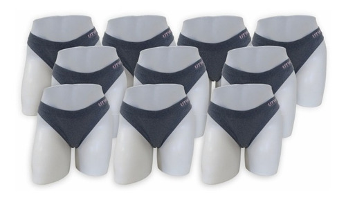 Calcinha Slip Utw Sem Costura Mescla Kit 10 Pçs Mescla/cinz