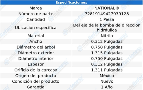 Retén Eje Bomba Dirección W200 Pickup 66 Al 72 National