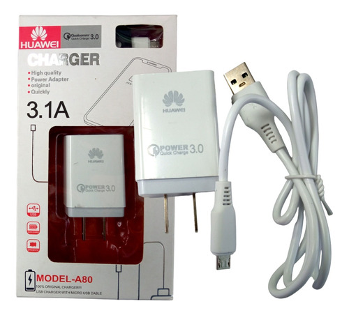 Cargador Huawei A80 Micro 3.1a Carga Rapida