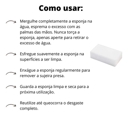 Kit Com 5 Esponja Mágica Clink Original Com Melamina