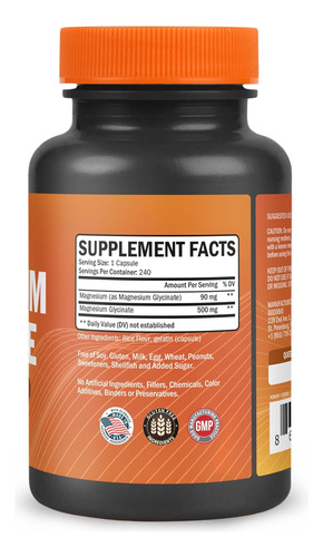 Glicinato De Magnesio 500 Mg Cápsulas - Magnesio De Alta ...