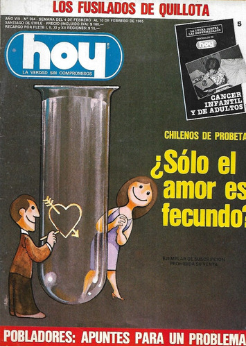 Revista Hoy N° 394 / 10 Febrero 1985 / Chilenos De Probeta