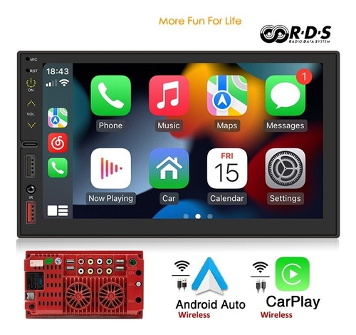 Carplay Inalámbrico Reproductor Mp5 Con Usb Auto Dirección