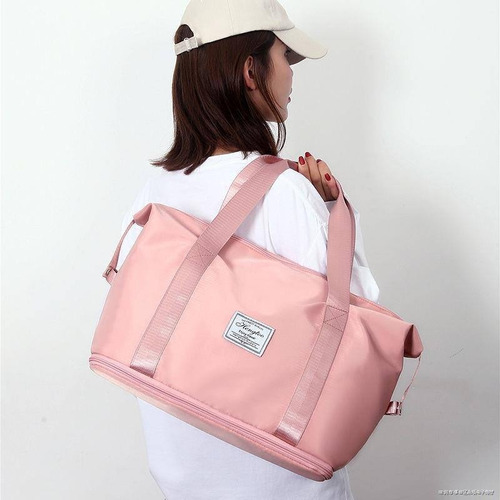 Bolsa Expansivel Inteligente Aumenta Dobrável Viagem Oxford Cor Rose