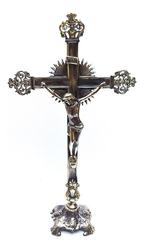 Cruz Cristriana  Jesuscristo En La Cruz  En Bronce Quemado 