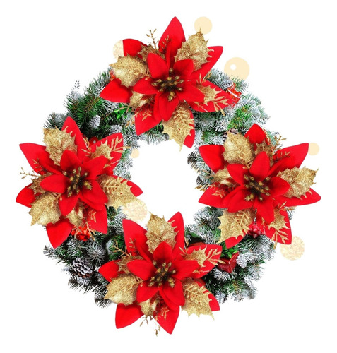 20 Flores De Navidad Con Purpurina Artificial