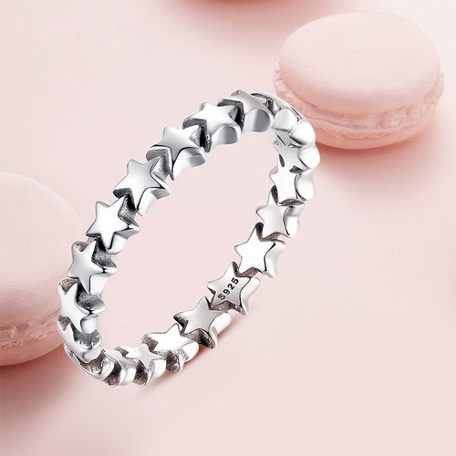 Imagen 7 de 10 de Anillo Sencillo Para Mujer Estrellas Fabricado En Plata 925