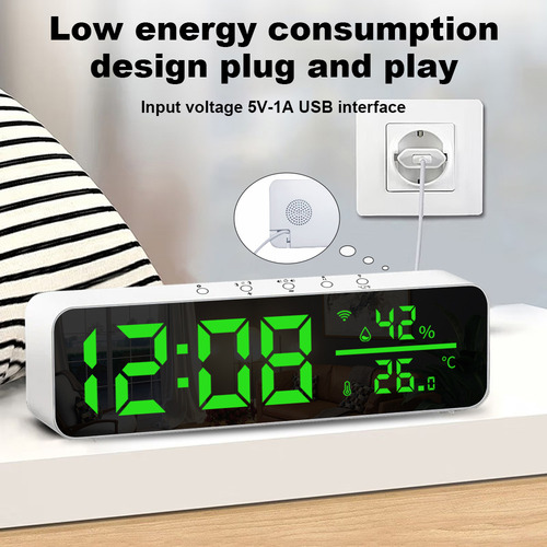 Reloj Digital Wifi Con Alarma App De Sensor De Temperatura Y