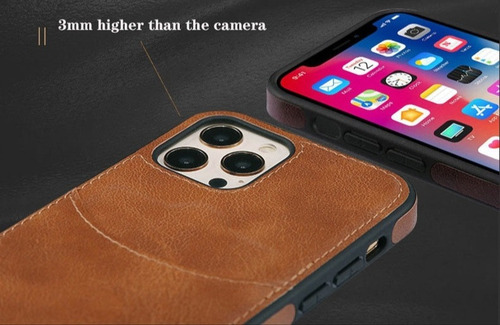 Sun Funda Tipo Billetera For iPhone 14 Pro Max Marrón Claro