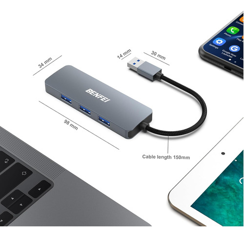 Hub Usb 3.0, 4 Puertos Usb A Splitter Ultra-slim Usb Expande