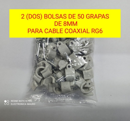 100 Grapas Plastica Con Clavos Para Cablecoaxial Rg6