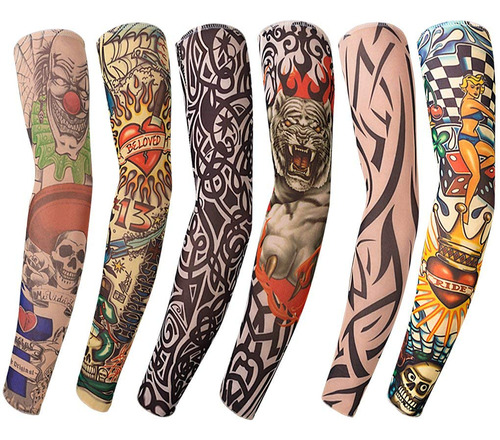 Benbilry 6pcs Arte Brazo Temporal Tatuaje Falso Mangas Carca