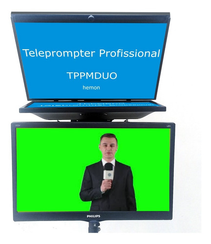 Teleprompter Hemon Com Monitor De Retorno Led 18,5 Completo