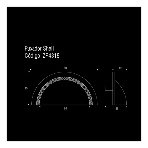 Kit 5 Puxador Shell Zen 64mm Dourado (dourado Fosco)