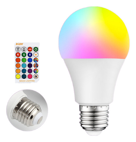 Bombilla Led Rgb De Siete Colores, Tornillo E27, A60, Alumin