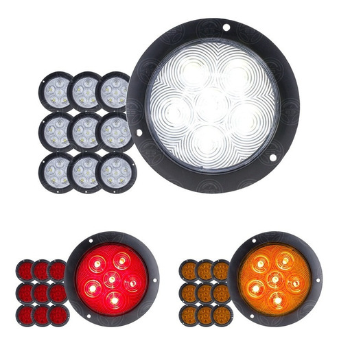 10 Plafon 6 Hiper Led Redondo Fija Estrobo Bisel Negro F1