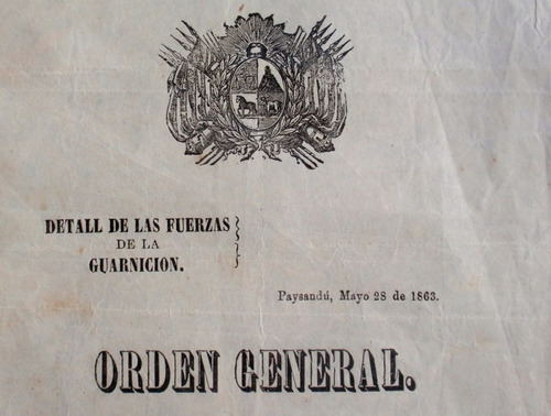 Orden C. Larravide Defensa Paysandu 1863 Revolucion Flores