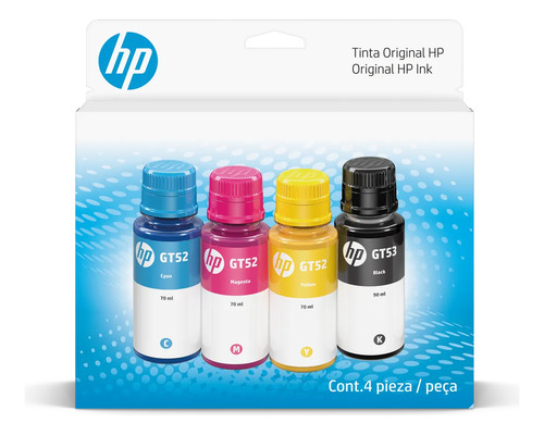 Hp Gt53 Y Gt52 Combo 4 Botellas Negro Cian Magenta Amarillo