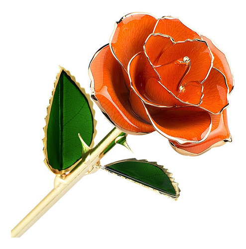 Rosa Real Bañada En Oro De 24 Quilates Con Flor Lacada Para