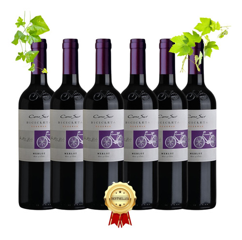 Pack 6 Vinos Cono Sur Bicicleta Reserva - Merlot - 750ml