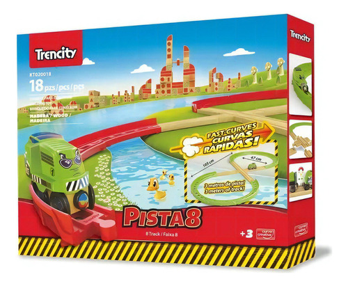 Trencity Kit 8 Avanzado Pista Con Vehículo 18 Pzs Iman Tren Color Verde Lima Personaje Sunny
