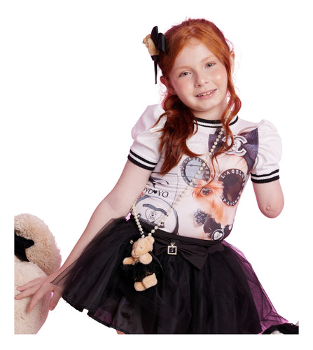 Imagem 3 de 4 de Saia Infantil Menina Tutu Preta Yoyo .ale.
