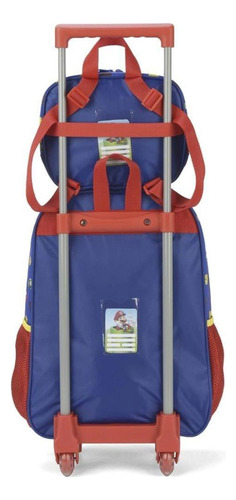 Kit Mochila Rodinha Lancheira Super Mario Bros Cano Vermelho